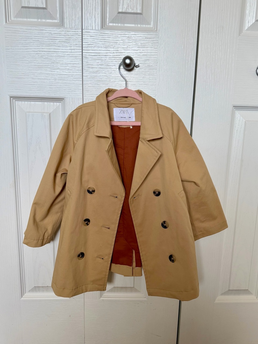 Zara Beige Double-Breasted Trench Coat